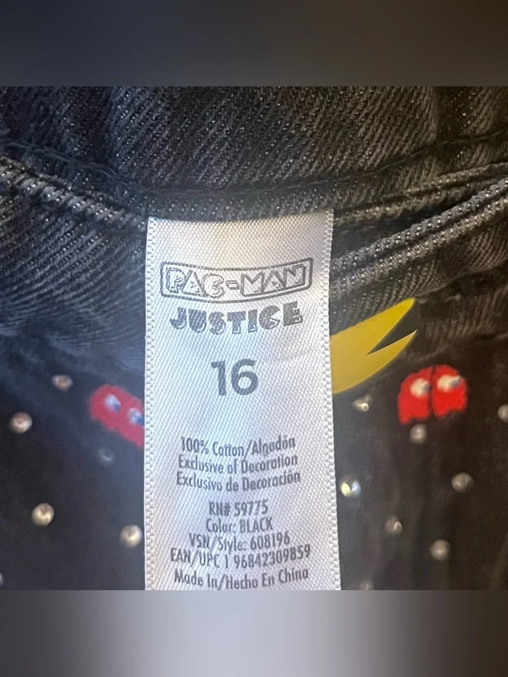 Justice x Pac-Man Embellished Denim Shorts Girl's Size 16 Retro